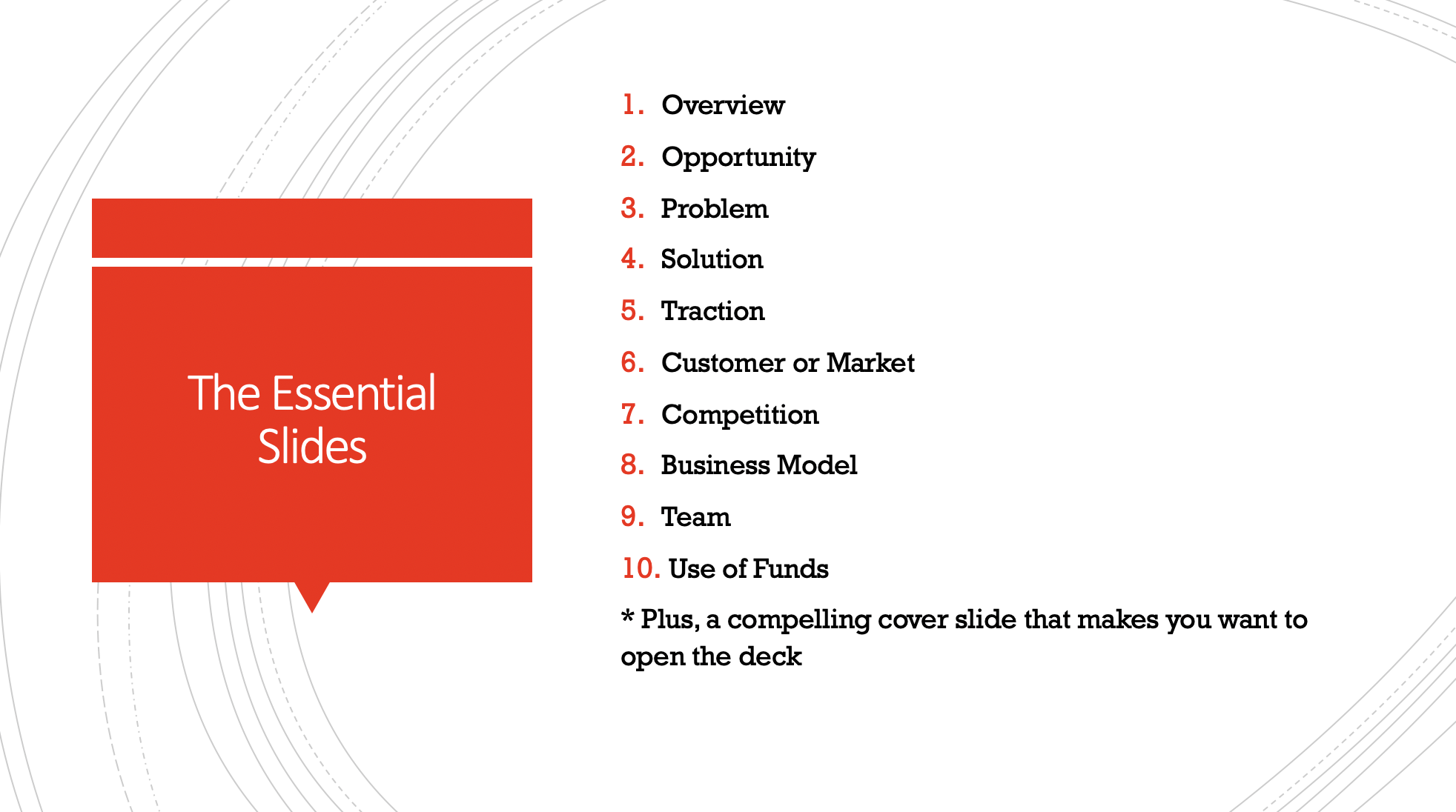 essential pitch deck slides